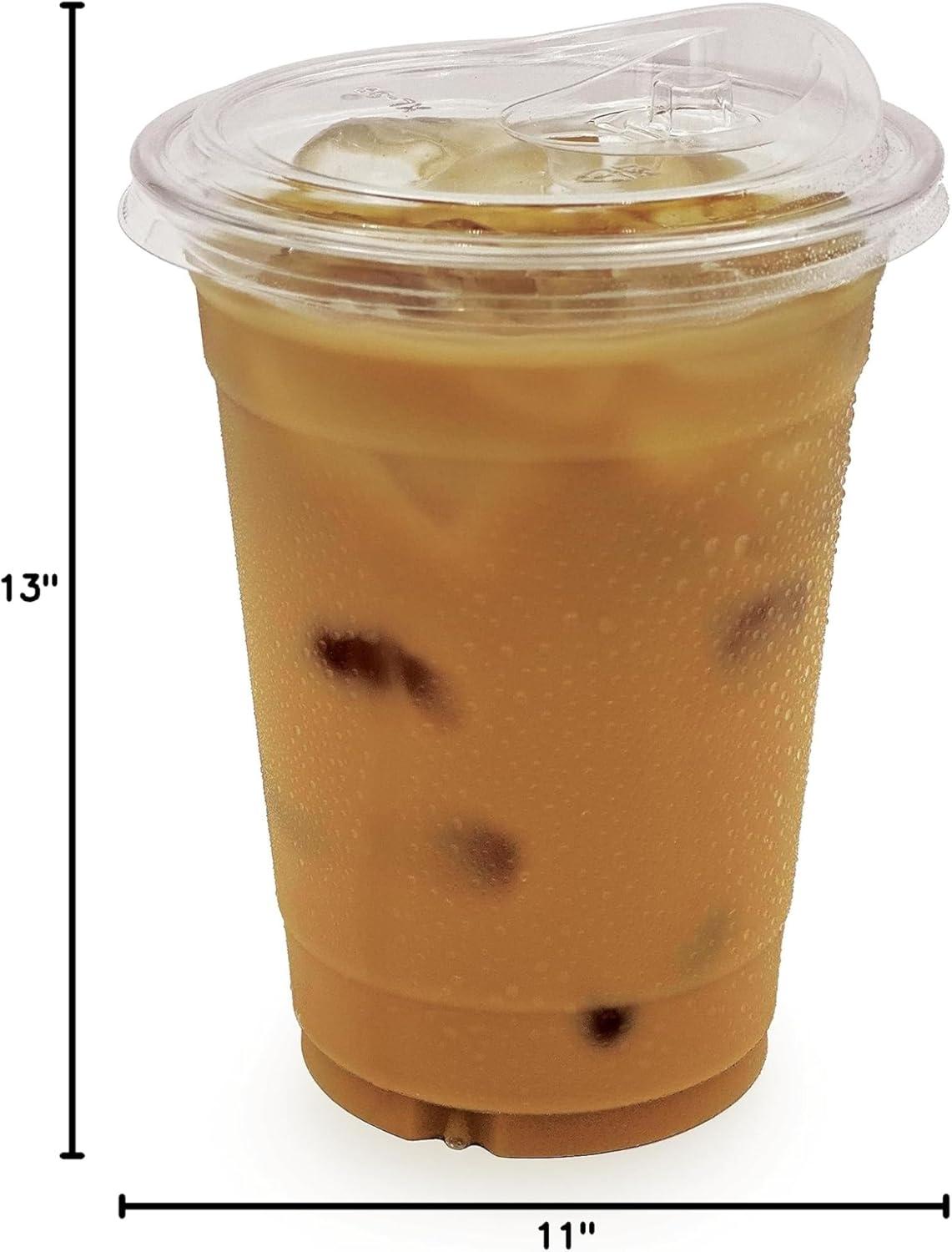 imagePAMI Clear 24oz Plastic Cups With Sip Lids Pack of 50 BPAFree Disposable Clear ToGo Cups For Cold Drinks Iced Coffee amp Tea Smoothies Boba Cocktails24oz