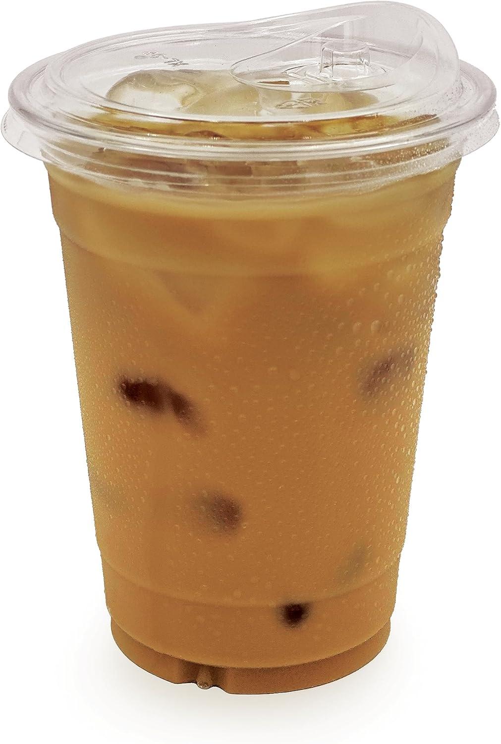 imagePAMI Clear 24oz Plastic Cups With Sip Lids Pack of 50 BPAFree Disposable Clear ToGo Cups For Cold Drinks Iced Coffee amp Tea Smoothies Boba Cocktails24oz
