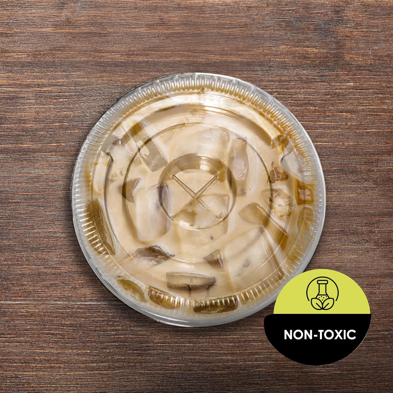 imagePAMI Clear Plastic Flat Lids with Straw Slot for 16 Oz Cups Pack of 100 Fits 16 20 24 Oz Cups Disposable Leakproof Bpa Pet Lids