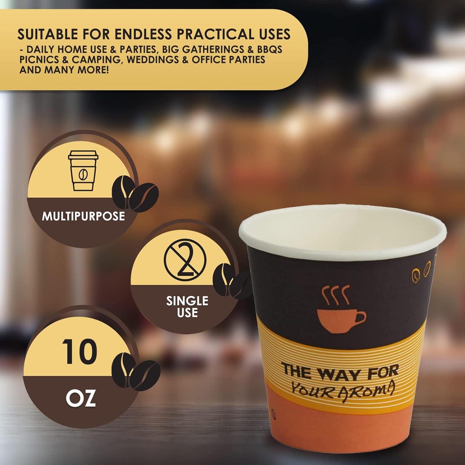 imagePAMI Disposable Coffee Cups SingleUse Paper Cups ToGo Hot Beverage Cups for Espresso Coffee Tea Hot Chocolate Leak Resistant Cafe amp Home Use 50 12oz10oz