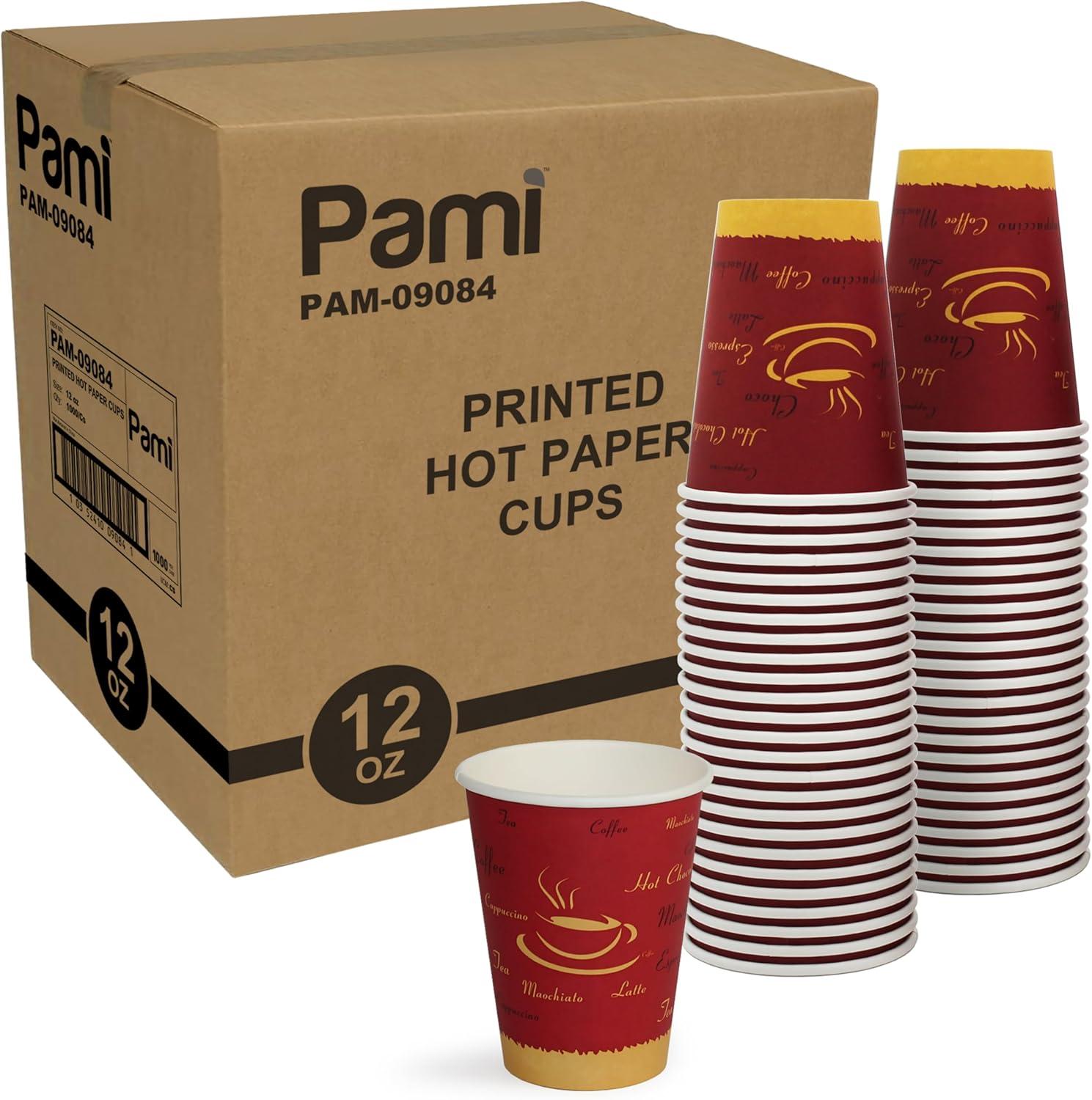 imagePAMI Disposable Coffee Cups SingleUse Paper Cups ToGo Hot Beverage Cups for Espresso Coffee Tea Hot Chocolate Leak Resistant Cafe amp Home Use 50 12oz12oz