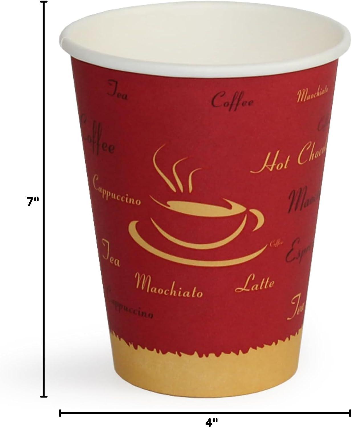 imagePAMI Disposable Coffee Cups SingleUse Paper Cups ToGo Hot Beverage Cups for Espresso Coffee Tea Hot Chocolate Leak Resistant Cafe amp Home Use 50 12oz12oz
