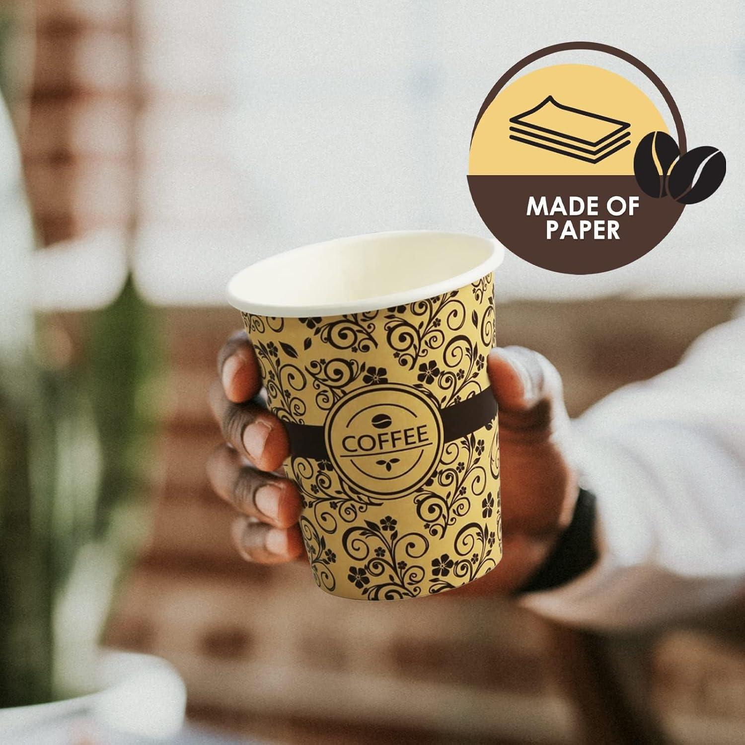 imagePAMI Disposable Coffee Cups SingleUse Paper Cups ToGo Hot Beverage Cups for Espresso Coffee Tea Hot Chocolate Leak Resistant Cafe amp Home Use 50 12oz8oz