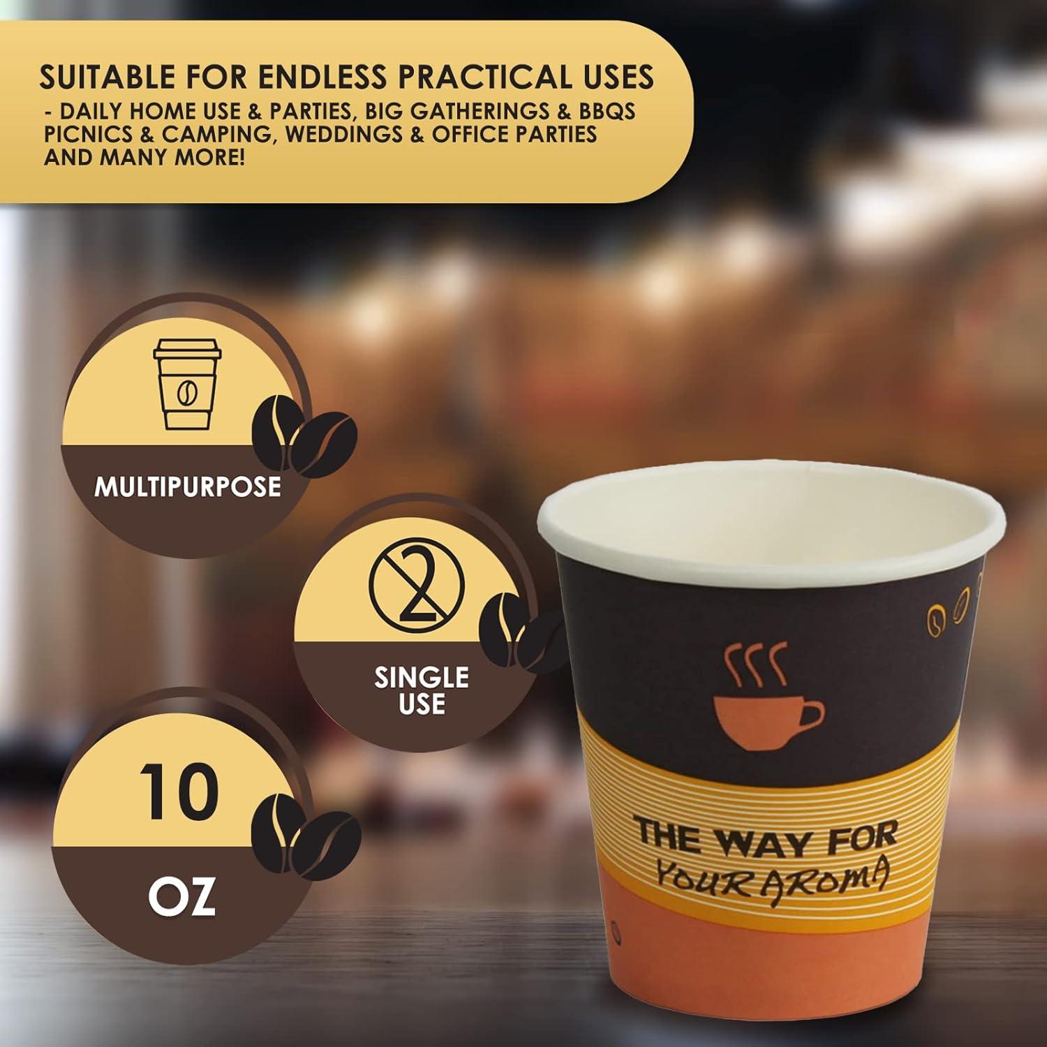 imagePAMI Disposable Coffee Cups SingleUse Paper Cups ToGo Hot Beverage Cups for Espresso Coffee Tea Hot Chocolate Leak Resistant Cafe amp Home Use 50 12oz10oz