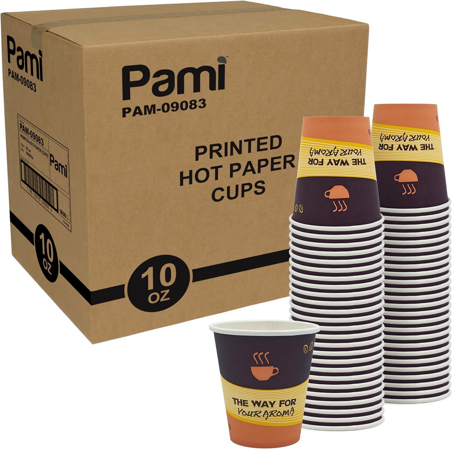 imagePAMI Disposable Coffee Cups SingleUse Paper Cups ToGo Hot Beverage Cups for Espresso Coffee Tea Hot Chocolate Leak Resistant Cafe amp Home Use 50 12oz10oz