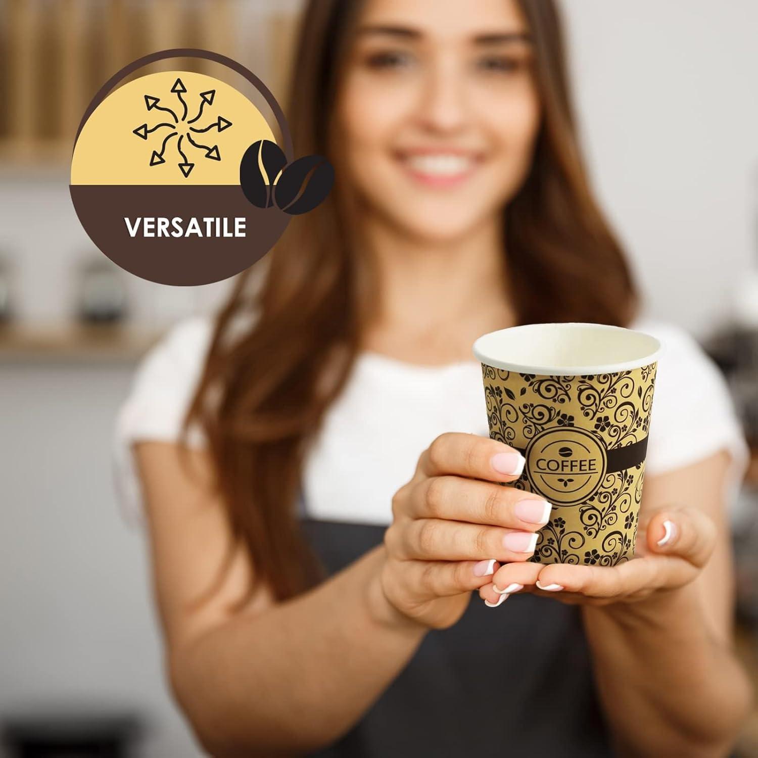 imagePAMI Disposable Coffee Cups SingleUse Paper Cups ToGo Hot Beverage Cups for Espresso Coffee Tea Hot Chocolate Leak Resistant Cafe amp Home Use 50 12oz8oz