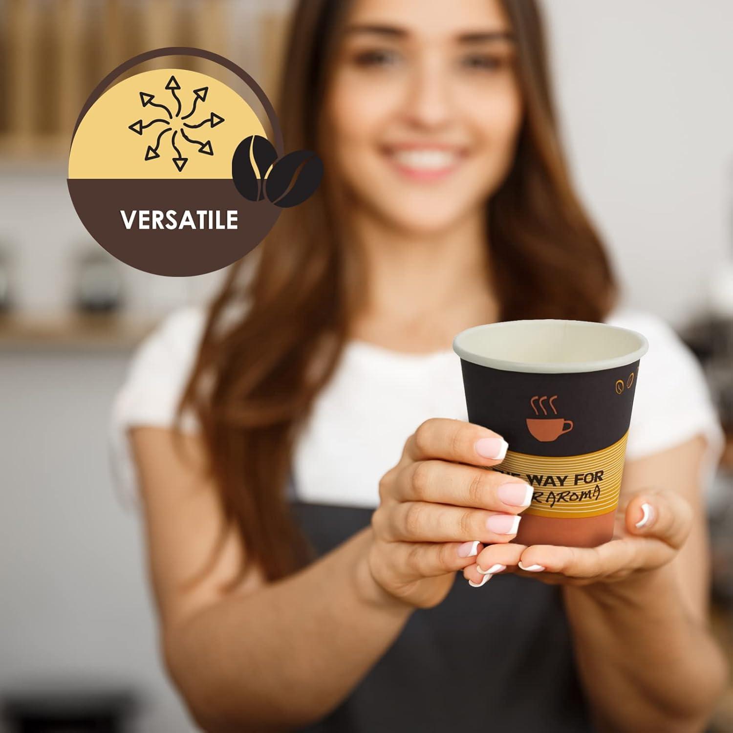 imagePAMI Disposable Coffee Cups SingleUse Paper Cups ToGo Hot Beverage Cups for Espresso Coffee Tea Hot Chocolate Leak Resistant Cafe amp Home Use 50 12oz10oz