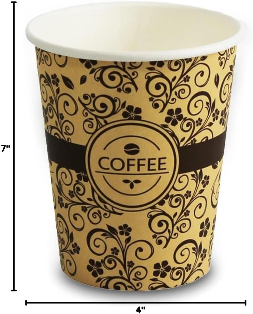 imagePAMI Disposable Coffee Cups SingleUse Paper Cups ToGo Hot Beverage Cups for Espresso Coffee Tea Hot Chocolate Leak Resistant Cafe amp Home Use 50 12oz8oz