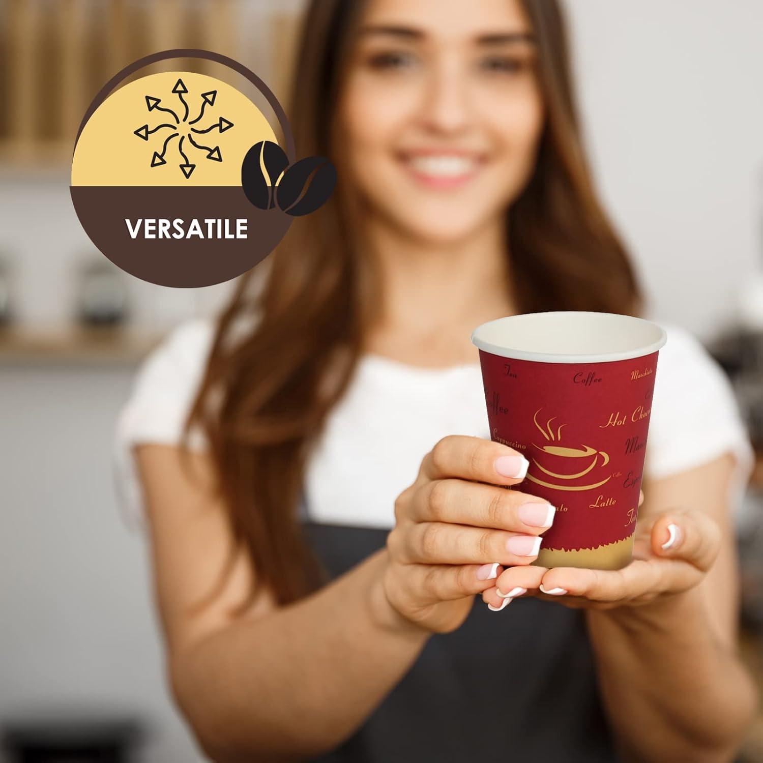 imagePAMI Disposable Coffee Cups SingleUse Paper Cups ToGo Hot Beverage Cups for Espresso Coffee Tea Hot Chocolate Leak Resistant Cafe amp Home Use 50 12oz12oz