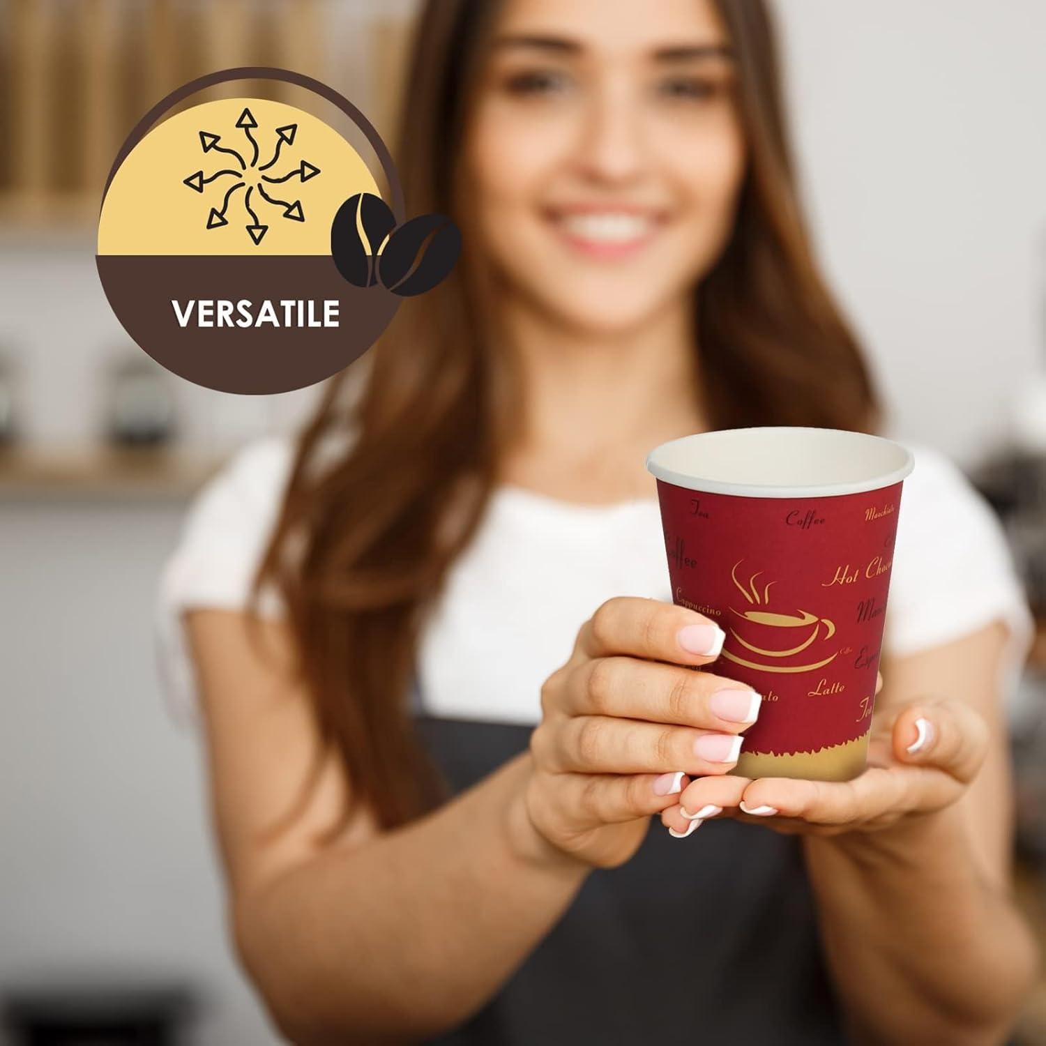 imagePAMI Disposable Coffee Cups SingleUse Paper Cups ToGo Hot Beverage Cups for Espresso Coffee Tea Hot Chocolate Leak Resistant Cafe amp Home Use 50 12oz12oz