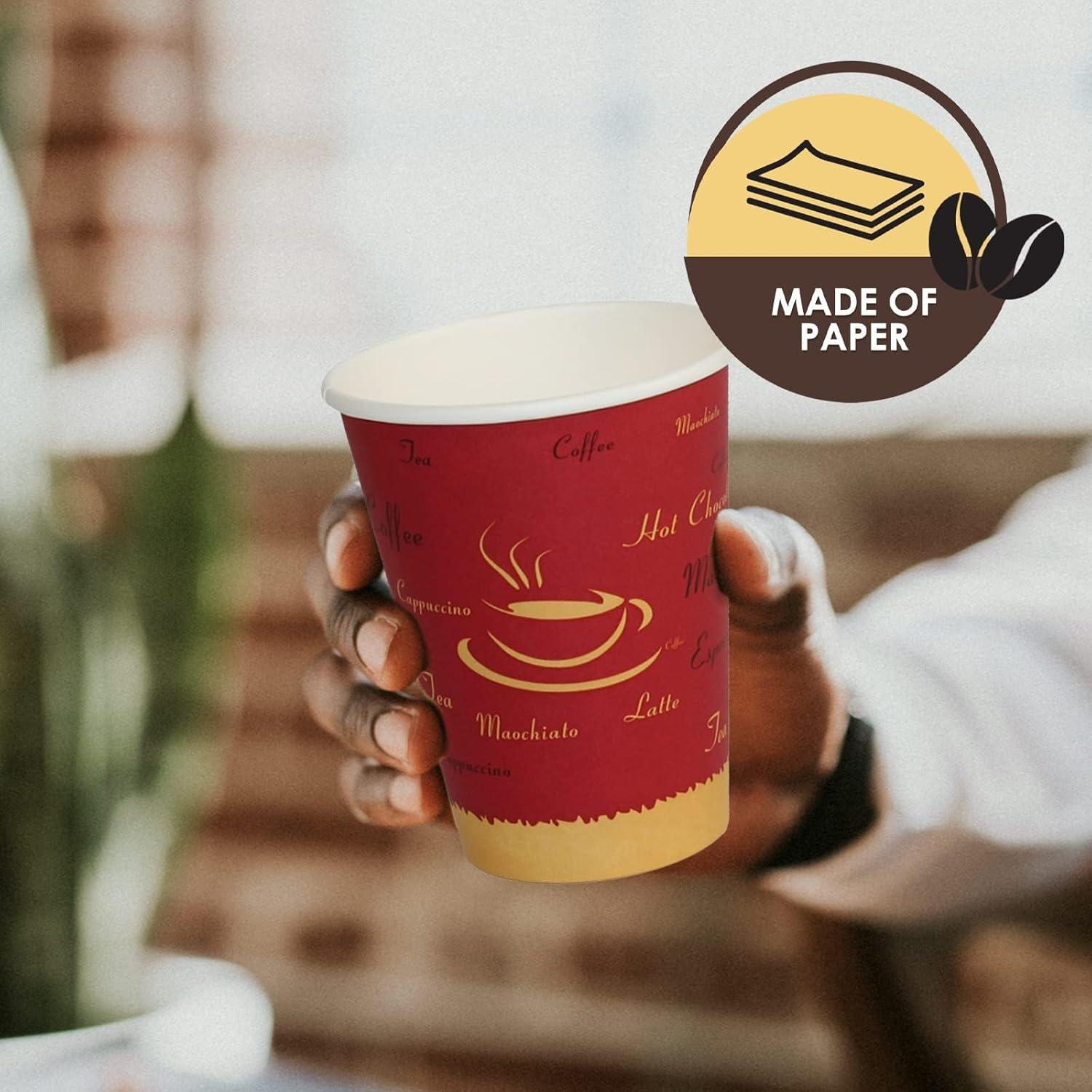 imagePAMI Disposable Coffee Cups SingleUse Paper Cups ToGo Hot Beverage Cups for Espresso Coffee Tea Hot Chocolate Leak Resistant Cafe amp Home Use 50 12oz12oz