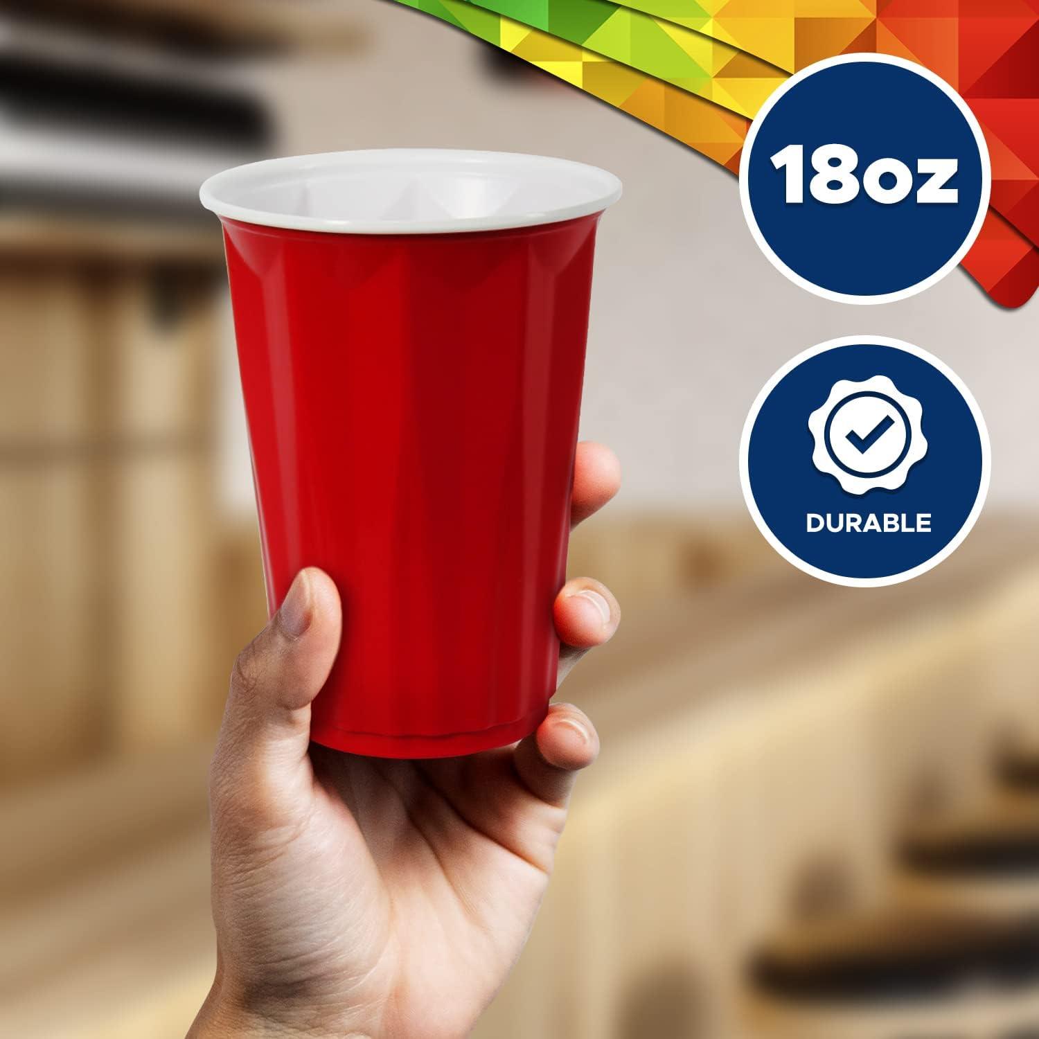 imagePAMI Easy Grip Red Plastic Party Cups Pack of 50 18oz Disposable Drinking Glasses Plastic Glasses For Iced Tea Smoothies Punch Cocktails amp Cold Drinks BeerBeerpong Cups In Resealable Bag