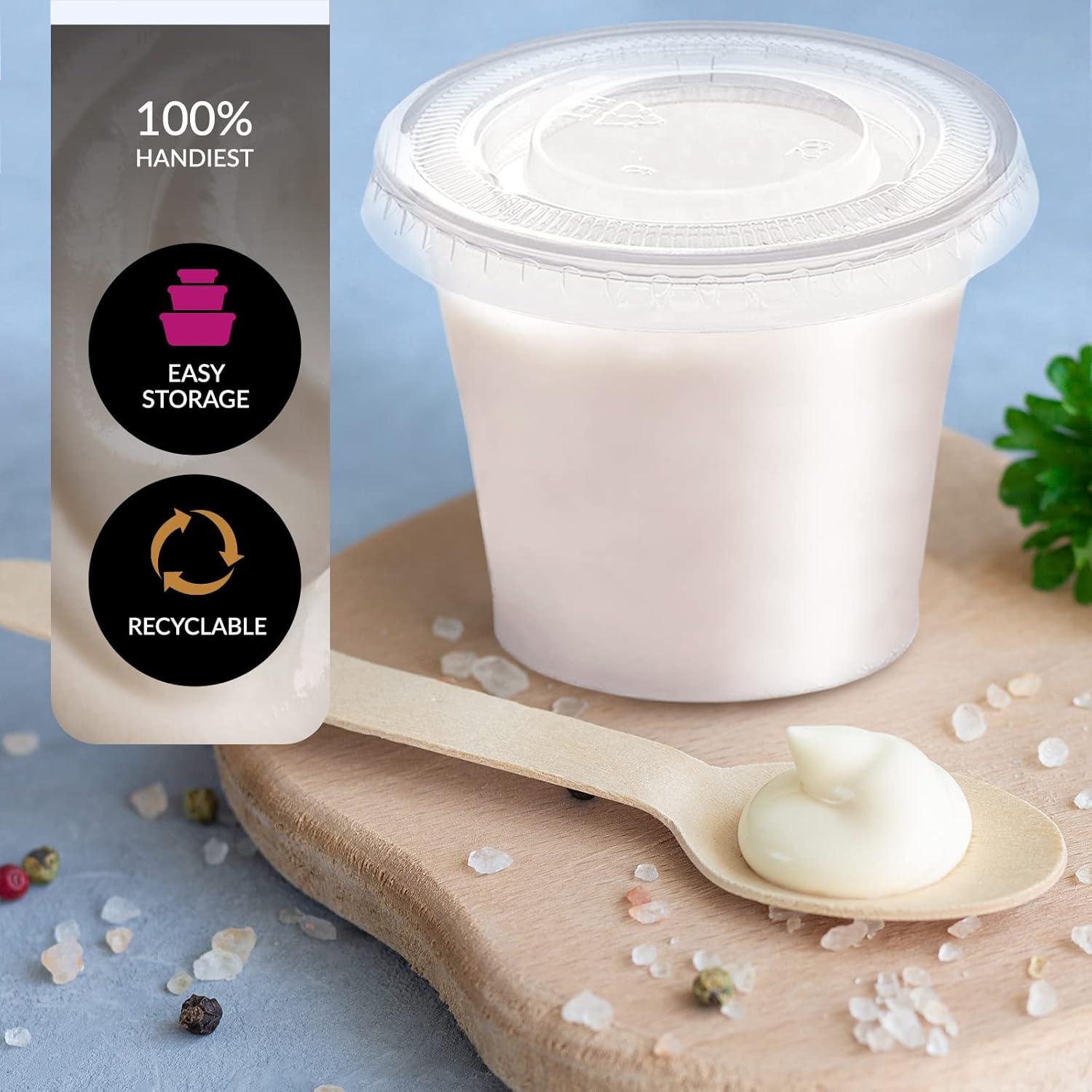 imagePAMI Portion Control Cups With Lids 55oz 100Pack Small Meal Prep Plastic Food Containers BPAFree Disposable Ramekin Cups Deli Containers For Condiments Sauces Salsas Dips Jello Shots100