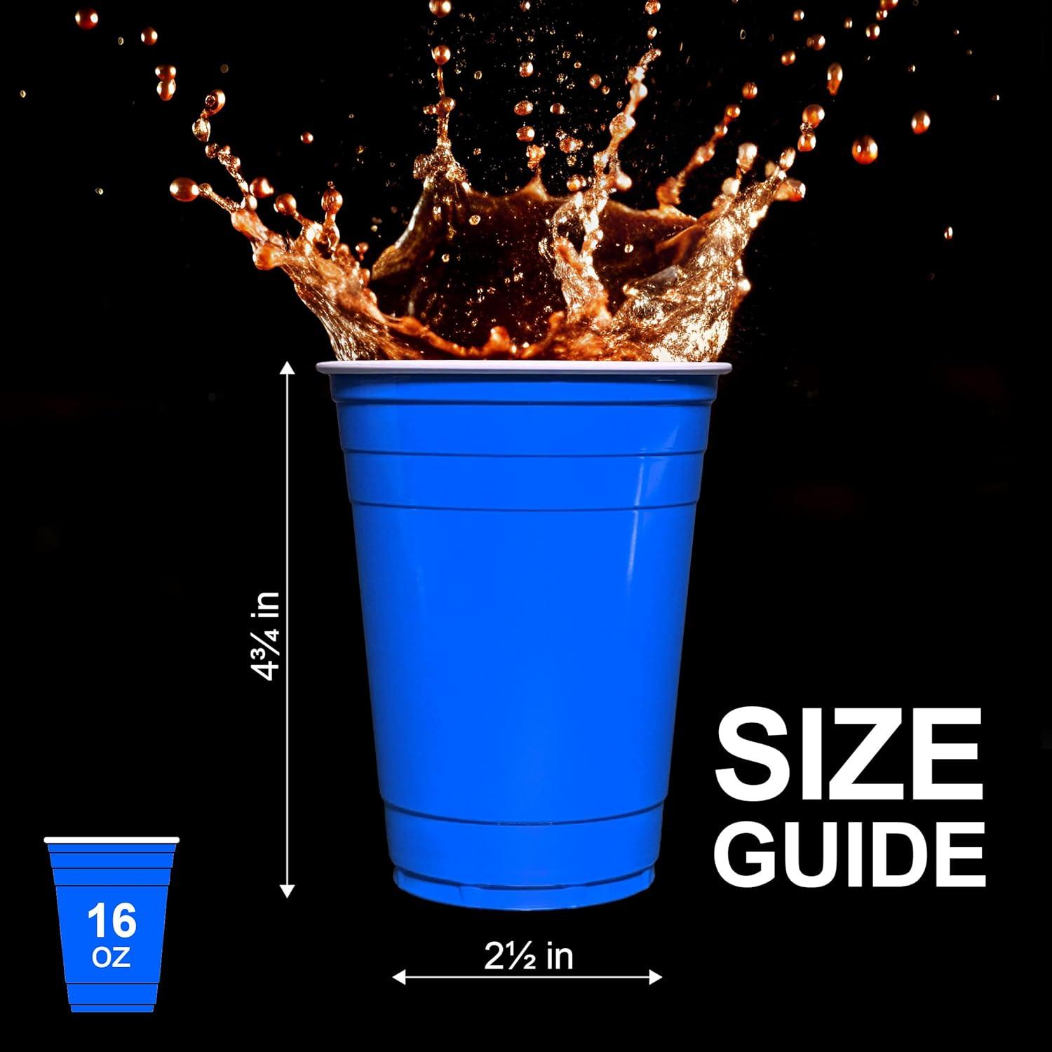imagePAMI Red Plastic Party Cups 16oz Disposable Drinking Glasses Colored Plastic Glasses For Iced Tea Smoothies Punch Beer Cocktails amp Cold Drinks Beerpong Cups In Resealable Bag 30 RedBlue