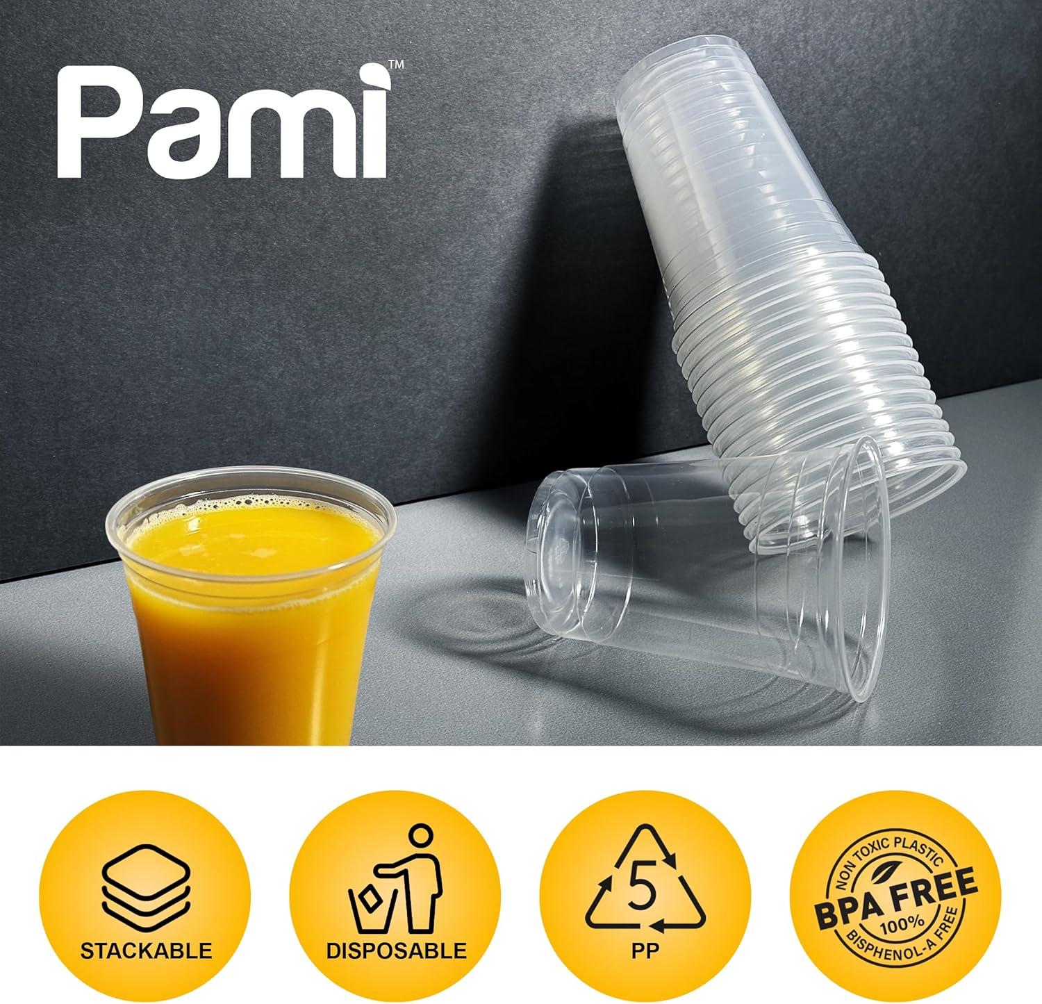 imagePAMI Red Plastic Party Cups 16oz Disposable Drinking Glasses Colored Plastic Glasses For Iced Tea Smoothies Punch Beer Cocktails amp Cold Drinks Beerpong Cups In Resealable Bag 30 RedClear