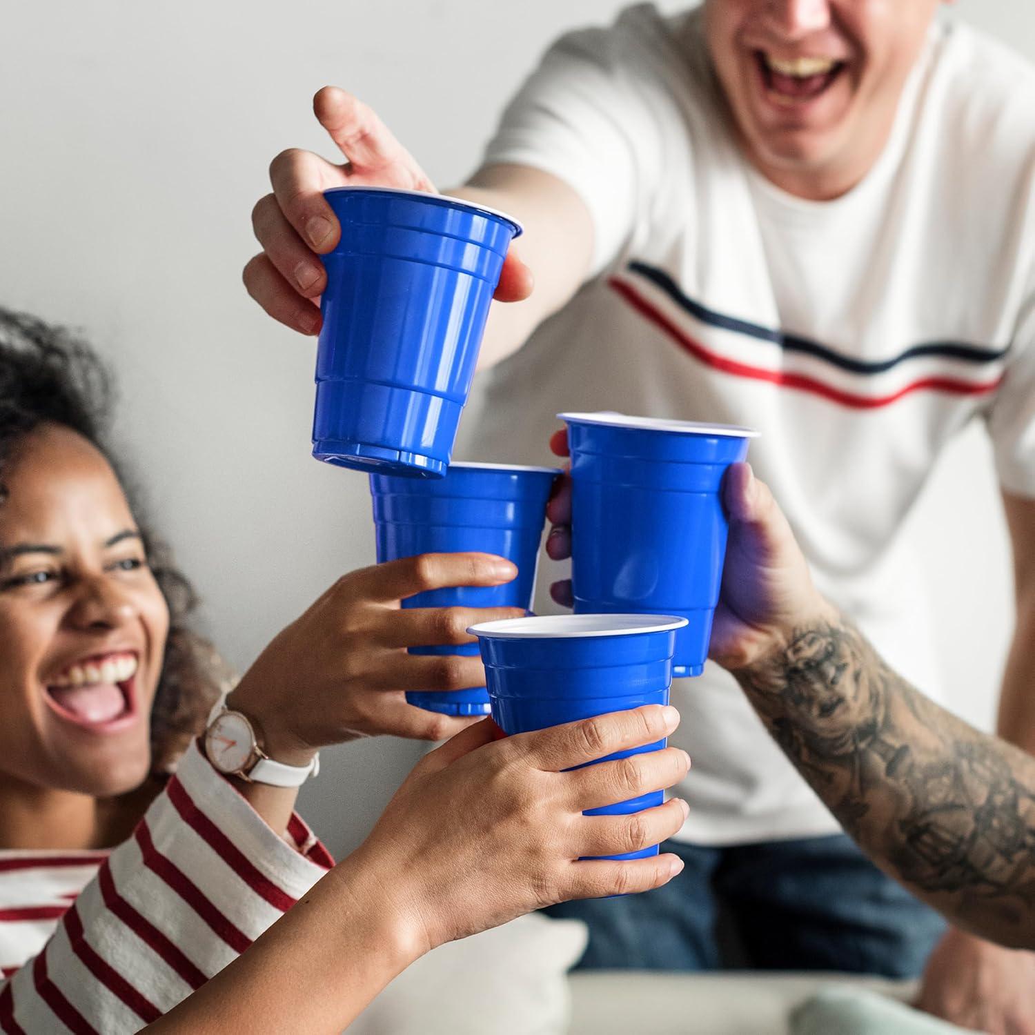 imagePAMI Red Plastic Party Cups 16oz Disposable Drinking Glasses Colored Plastic Glasses For Iced Tea Smoothies Punch Beer Cocktails amp Cold Drinks Beerpong Cups In Resealable Bag 30 RedBlue