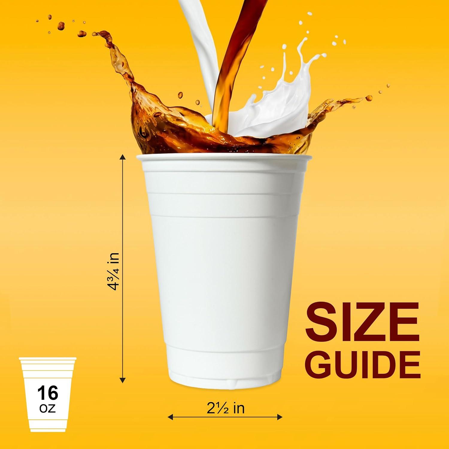 imagePAMI Red Plastic Party Cups 16oz Disposable Drinking Glasses Colored Plastic Glasses For Iced Tea Smoothies Punch Beer Cocktails amp Cold Drinks Beerpong Cups In Resealable Bag 30 RedWhite
