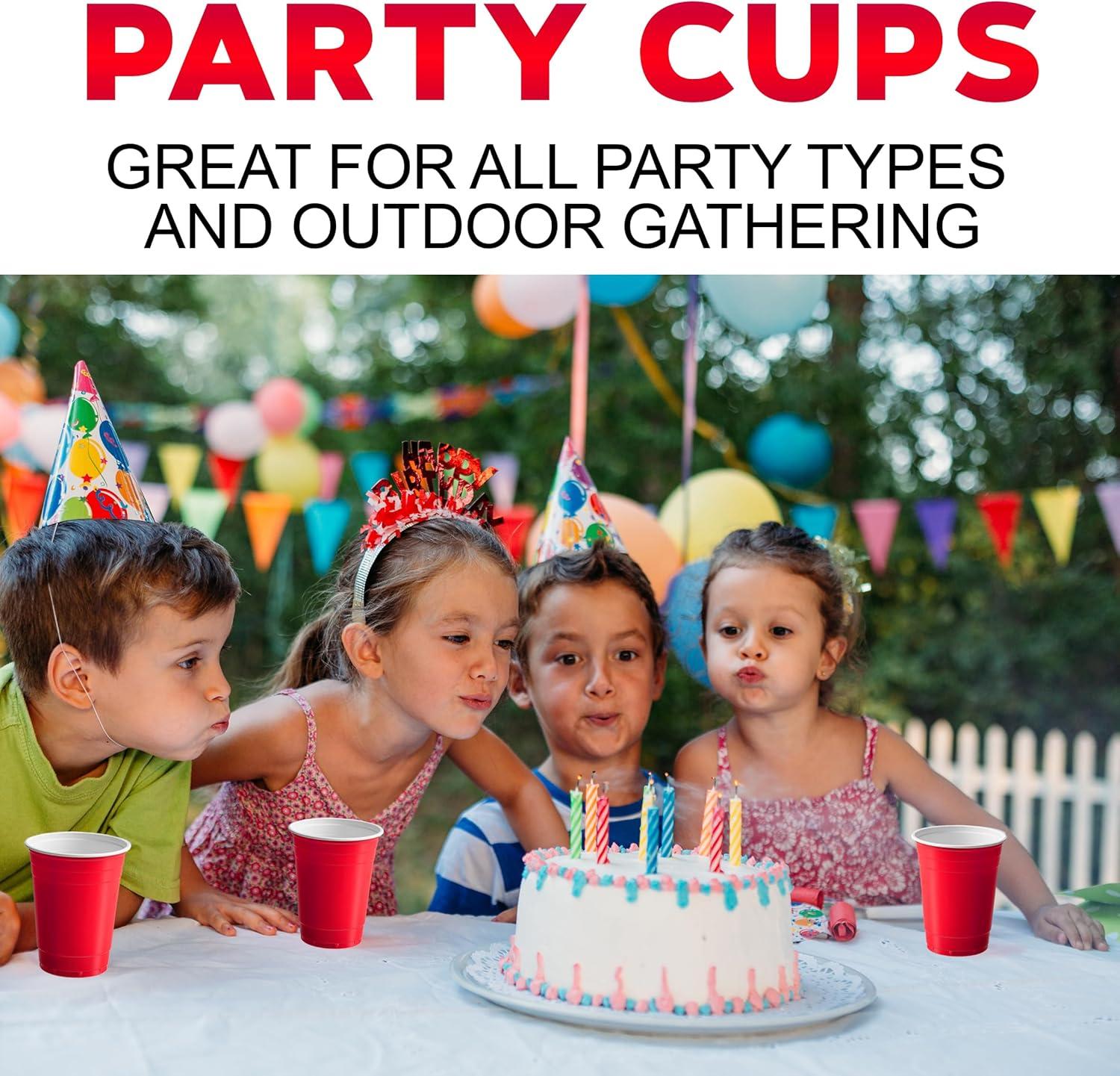 imagePAMI Red Plastic Party Cups 16oz Disposable Drinking Glasses Colored Plastic Glasses For Iced Tea Smoothies Punch Beer Cocktails amp Cold Drinks Beerpong Cups In Resealable Bag 30 RedRed