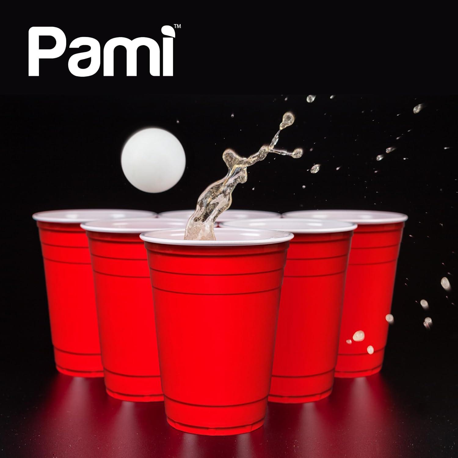 imagePAMI Red Plastic Party Cups 16oz Disposable Drinking Glasses Colored Plastic Glasses For Iced Tea Smoothies Punch Beer Cocktails amp Cold Drinks Beerpong Cups In Resealable Bag 30 RedRed
