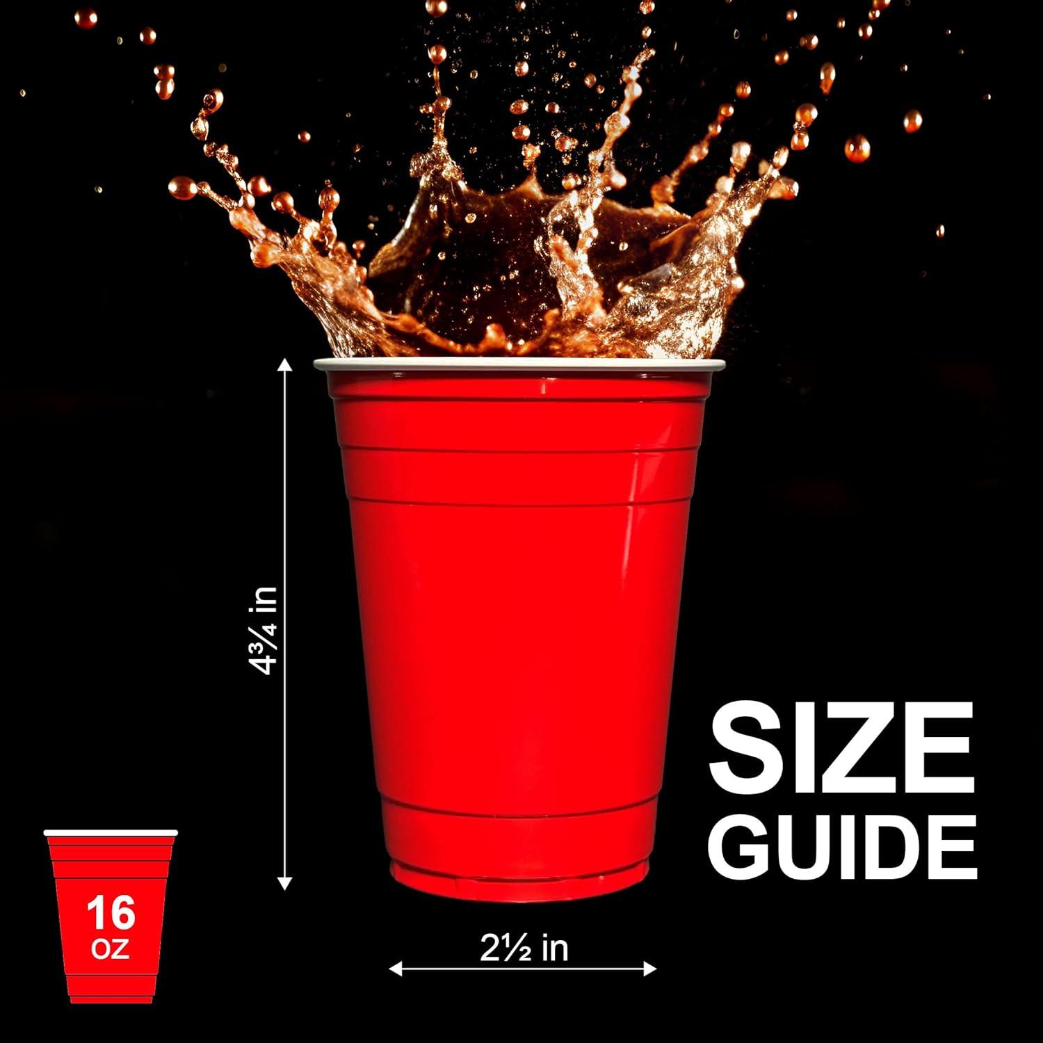 imagePAMI Red Plastic Party Cups 16oz Disposable Drinking Glasses Colored Plastic Glasses For Iced Tea Smoothies Punch Beer Cocktails amp Cold Drinks Beerpong Cups In Resealable Bag 30 RedRed
