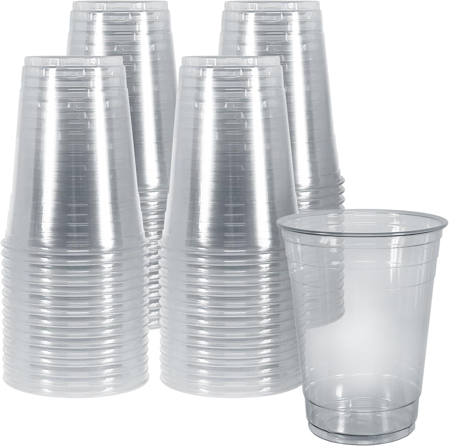imagePAMI Red Plastic Party Cups 16oz Disposable Drinking Glasses Colored Plastic Glasses For Iced Tea Smoothies Punch Beer Cocktails amp Cold Drinks Beerpong Cups In Resealable Bag 30 RedClear