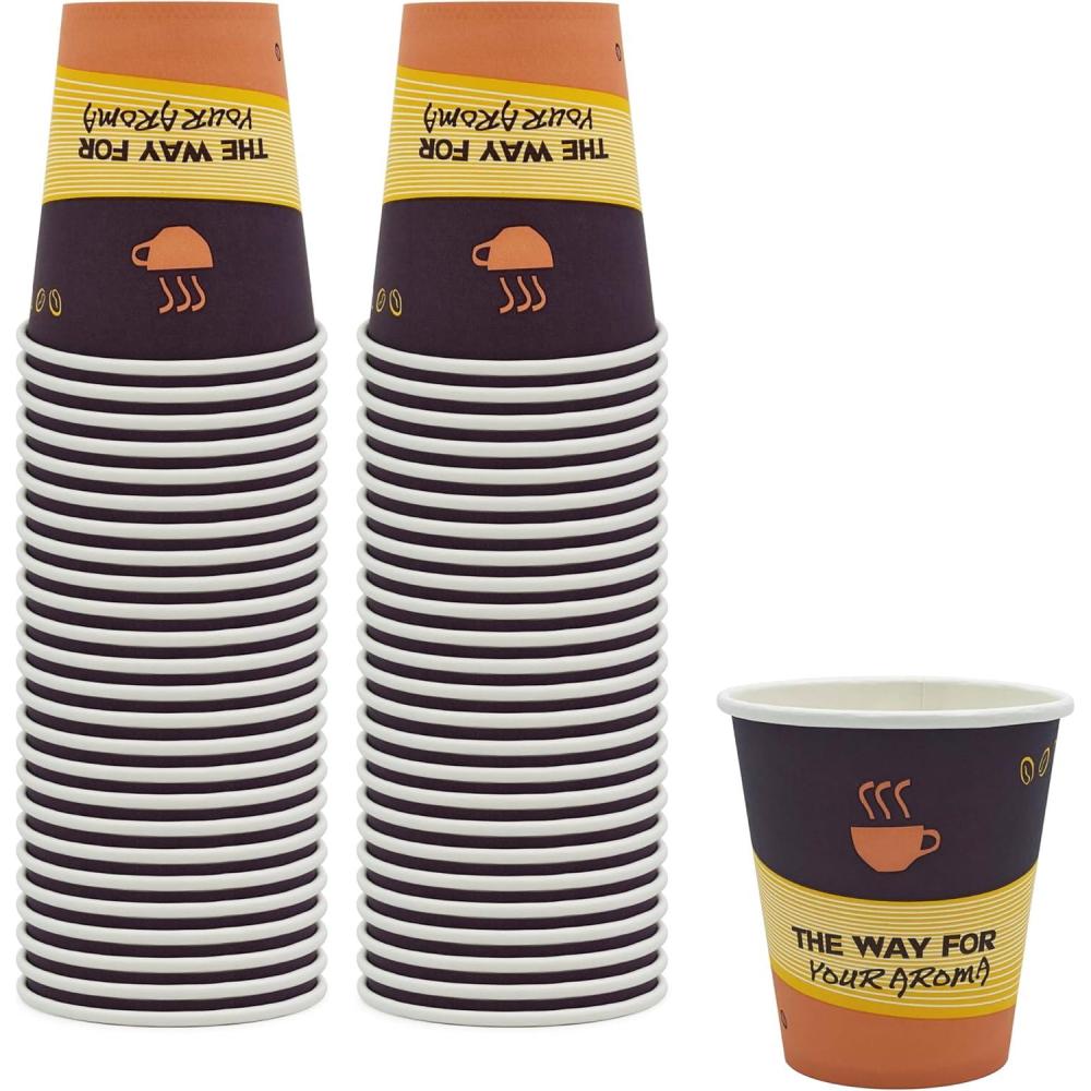 imagePAMI Disposable Coffee Cups SingleUse Paper Cups ToGo Hot Beverage Cups for Espresso Coffee Tea Hot Chocolate Leak Resistant Cafe amp Home Use 50 12oz10oz