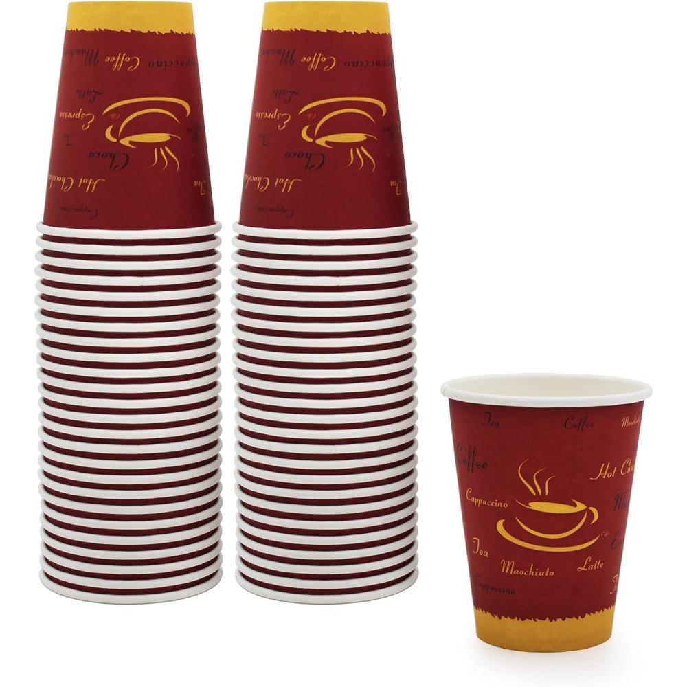 imagePAMI Disposable Coffee Cups SingleUse Paper Cups ToGo Hot Beverage Cups for Espresso Coffee Tea Hot Chocolate Leak Resistant Cafe amp Home Use 50 12oz12oz