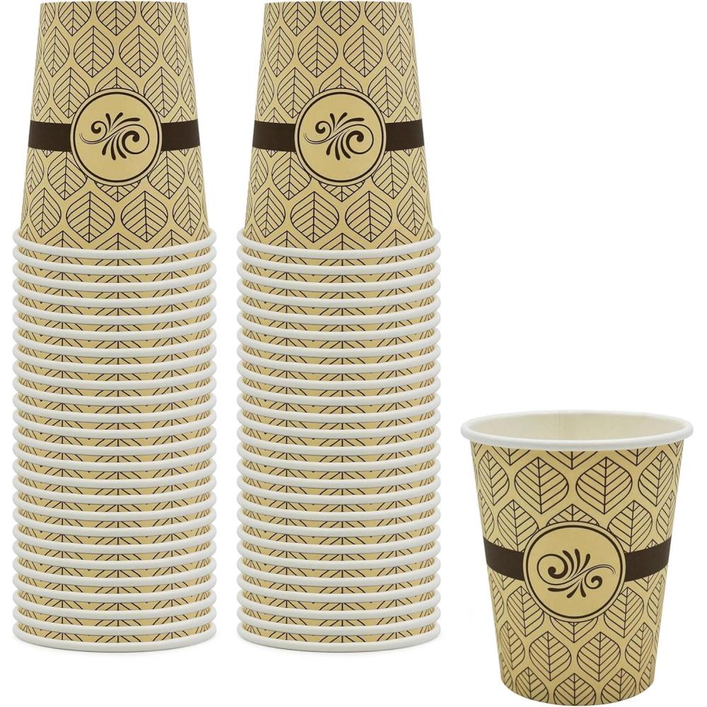 imagePAMI Disposable Coffee Cups SingleUse Paper Cups ToGo Hot Beverage Cups for Espresso Coffee Tea Hot Chocolate Leak Resistant Cafe amp Home Use 50 12oz8oz