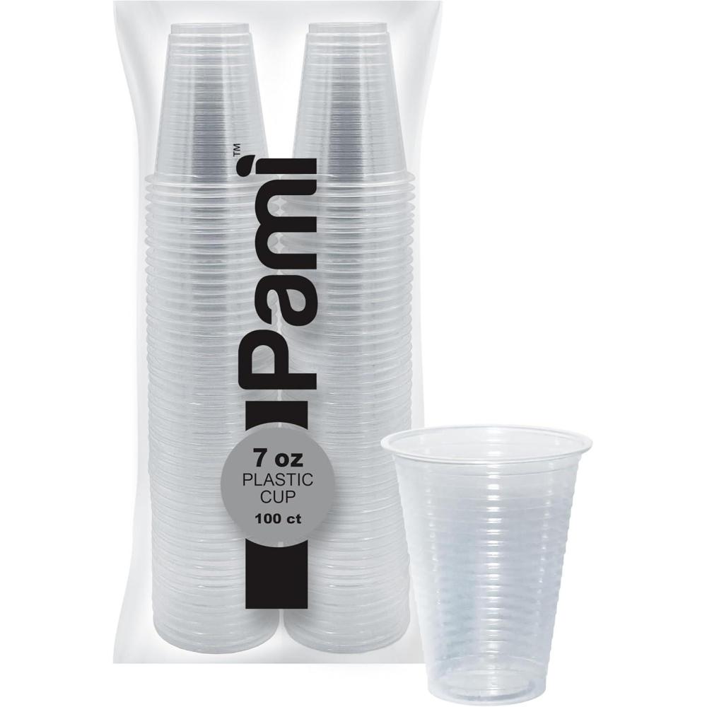 imagePAMI Disposable Plastic Cups Bpa Drinking Glasses for Parties Cold Drinks Smoothies Jello Cocktails 5 Oz Pack of 1007 Oz Pack of 100