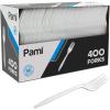 imagePAMI 400Pack Medium Weight Disposable Plastic Teaspoons Bulk Utensils for Parties Weddings Catering Plastic Forks in Bulk Available Teaspoons WhiteForks