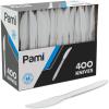 imagePAMI 400Pack Medium Weight Disposable Plastic Teaspoons Bulk Utensils for Parties Weddings Catering Plastic Forks in Bulk Available Teaspoons WhiteKnives