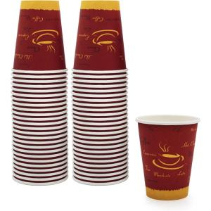 PAMI Disposable Coffee Cups, Single-Use Paper Cups, To-Go Hot Beverage Cups for Espresso Coffee Tea Hot Chocolate, Leak Resistant, Cafe & Home Use (50, 12oz)(12oz)