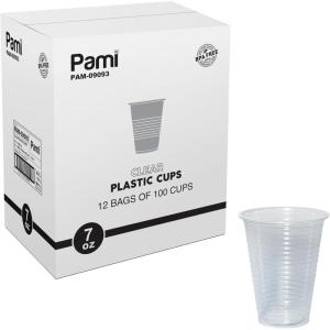 PAMI Disposable Plastic Cups, Bpa- Drinking Glasses for Parties, Cold Drinks, Smoothies, Jello, Cocktails (5 Oz – Pack of 100)(7 Oz – Case of 1200)