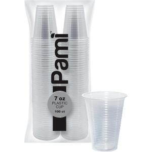 PAMI Disposable Plastic Cups, Bpa- Drinking Glasses for Parties, Cold Drinks, Smoothies, Jello, Cocktails (5 Oz – Pack of 100)(7 Oz – Pack of 100)