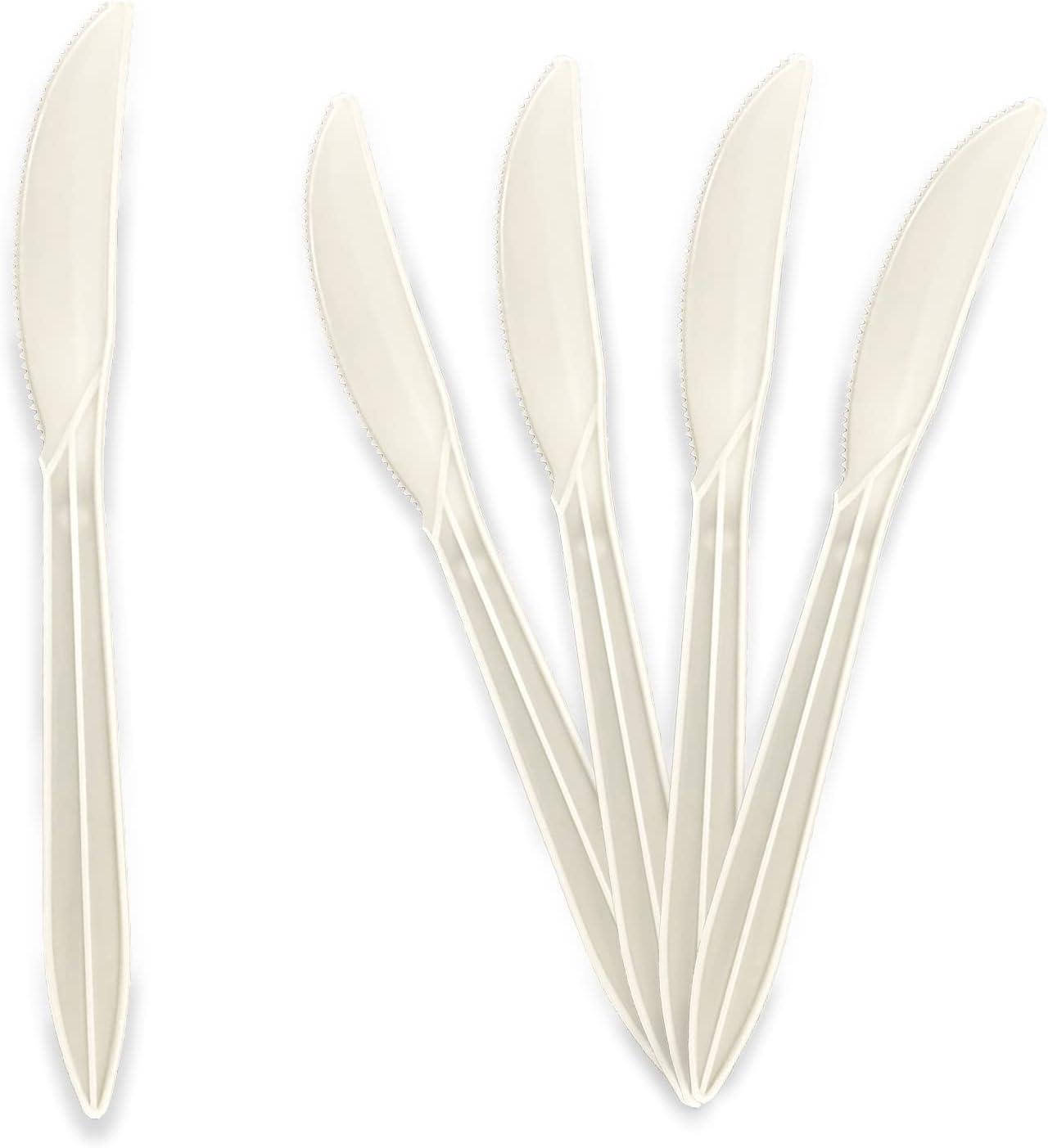 imagePAMI 1000 Plastic Soup Spoons Bulk Disposable White Medium Weight Durable SingleUse Cutlery for Parties Catering Food ServiceKnives