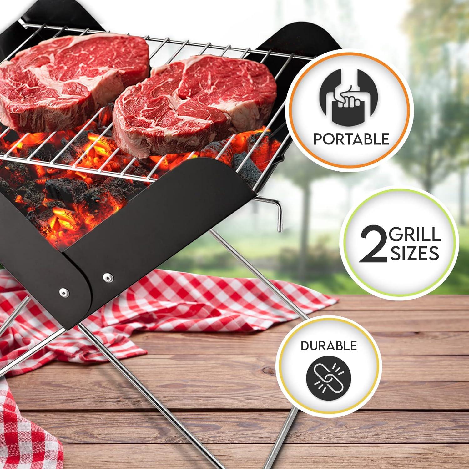 imagePAMI 12 Portable BBQ Tabletop Charcoal Grill With Folding Legs For Backyard Patio Camping Tailgating amp Picnics Lightweight Metal Outdoor Cooking Grill For Steaks Chicken Veggies12 Rectangle Tabletop Grill Black