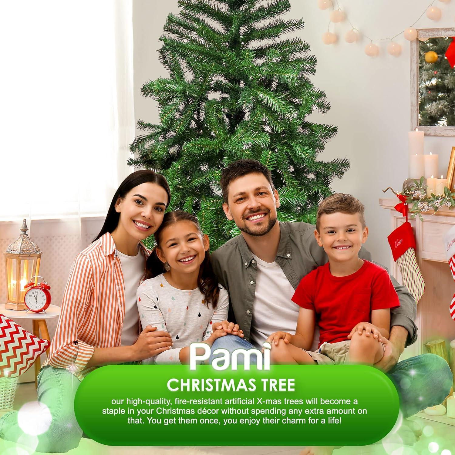 imagePAMI Artificial Christmas Tree 6ft Fraser Fir Tree with 550 Tips Green Christmas Tree with Metal Stand EasyAssembly FoldUp Realistic Xmas Tree for Holiday Home Dcor