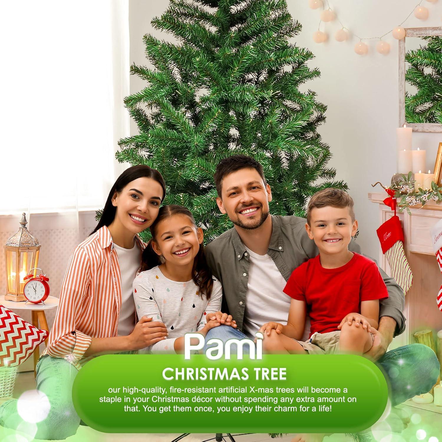 imagePAMI Artificial Christmas Tree 7ft Montana Pine Tree with 800 Tips Green Christmas Tree with Metal Stand EasyAssembly FoldUp Realistic Xmas Tree for Holiday Home Dcor