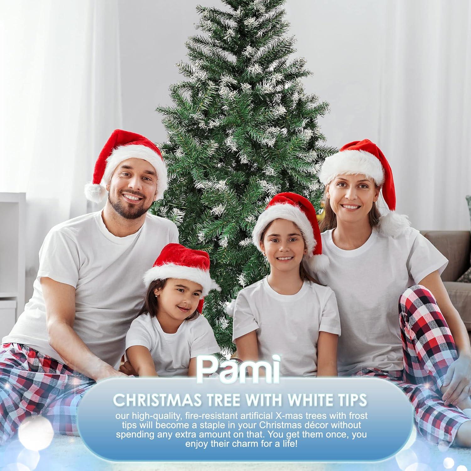 imagePAMI Artificial Christmas Tree with White Tips 6ft Douglas Fir Tree with 802 Tips Green Christmas Tree with Metal Stand EasyAssembly FoldUp Realistic Xmas Tree for Holiday Home Dcor