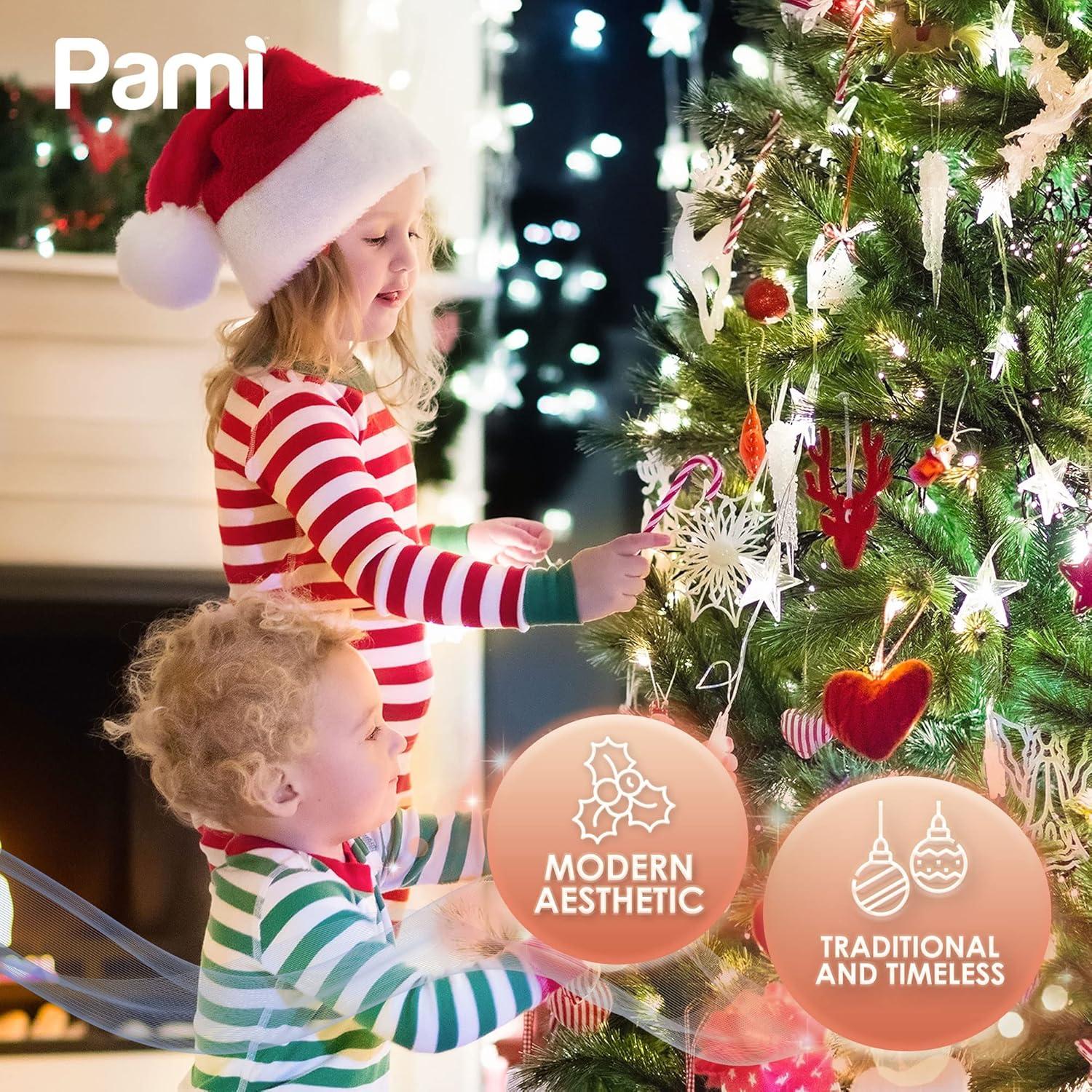 imagePAMI Artificial PreLit Christmas Tree 4ft Fraser Fir Tree with 98 Tips amp 50 Lights Green Fake Christmas Tree with Metal Stand EasyAssembly FoldUp Realistic Xmas Tree for Holiday Home Dcor