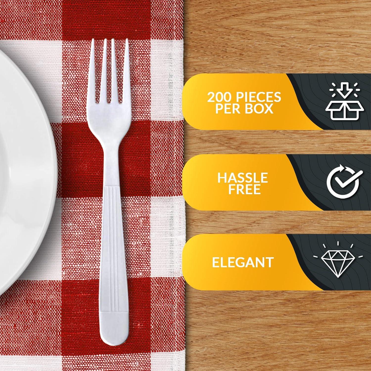 imagePAMI Heavy Weight Disposable Plastic Soup Spoons 200Pack Bulk King Size Deluxe White Plastic Silverware For Parties Weddings Catering Food Stands Takeaway HeavyDuty SingleUse PartywareForks