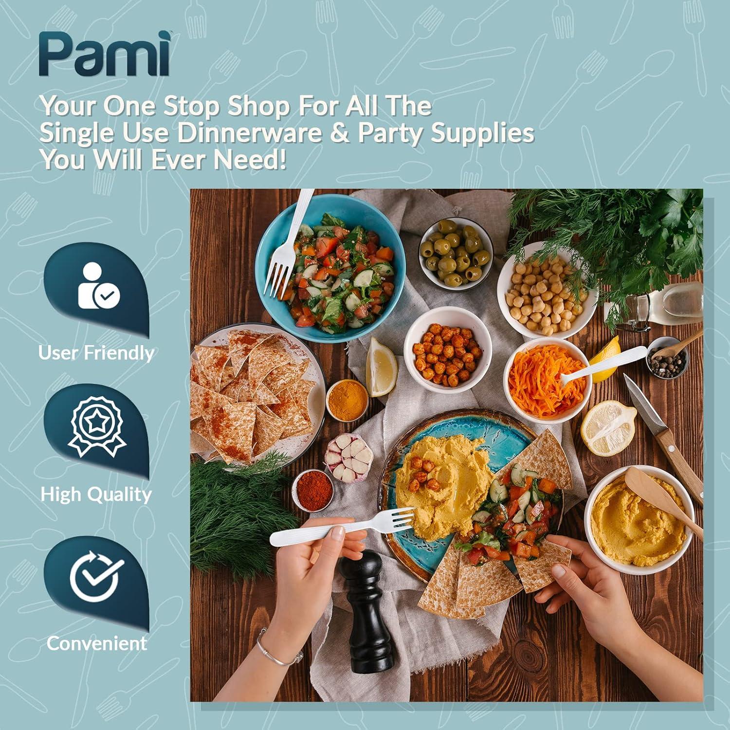 imagePAMI HeavyWeight Disposable Plastic Forks 50Pack Bulk King Size Deluxe White Plastic Silverware For Parties Weddings Catering Food Stands Takeaway HeavyDuty SingleUse Partyware ForksForks