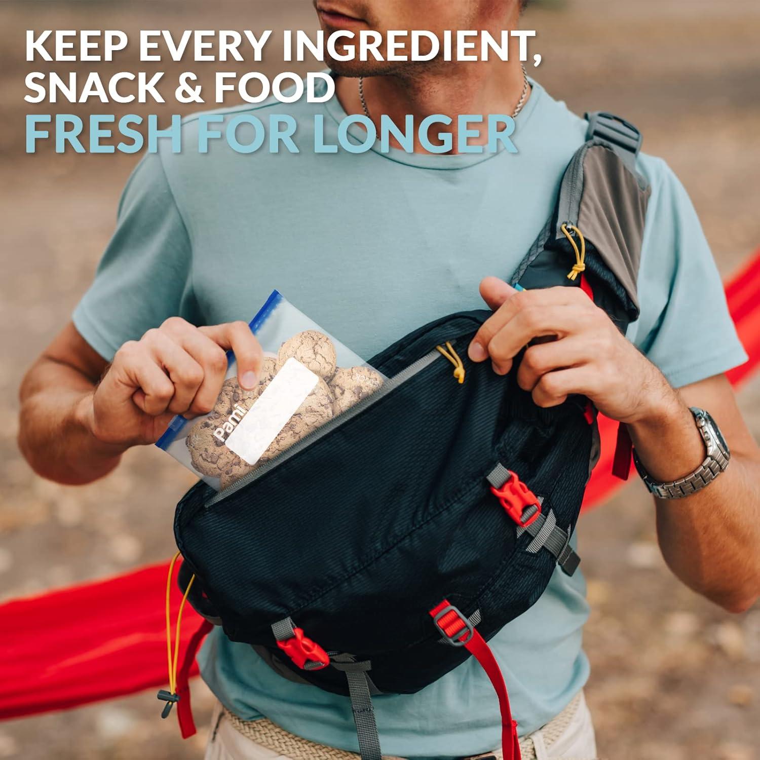 imagePAMI Slider Freezer Bags Quart Size with Expandable Bottom Leakproof and FoodSafe Pack of 50