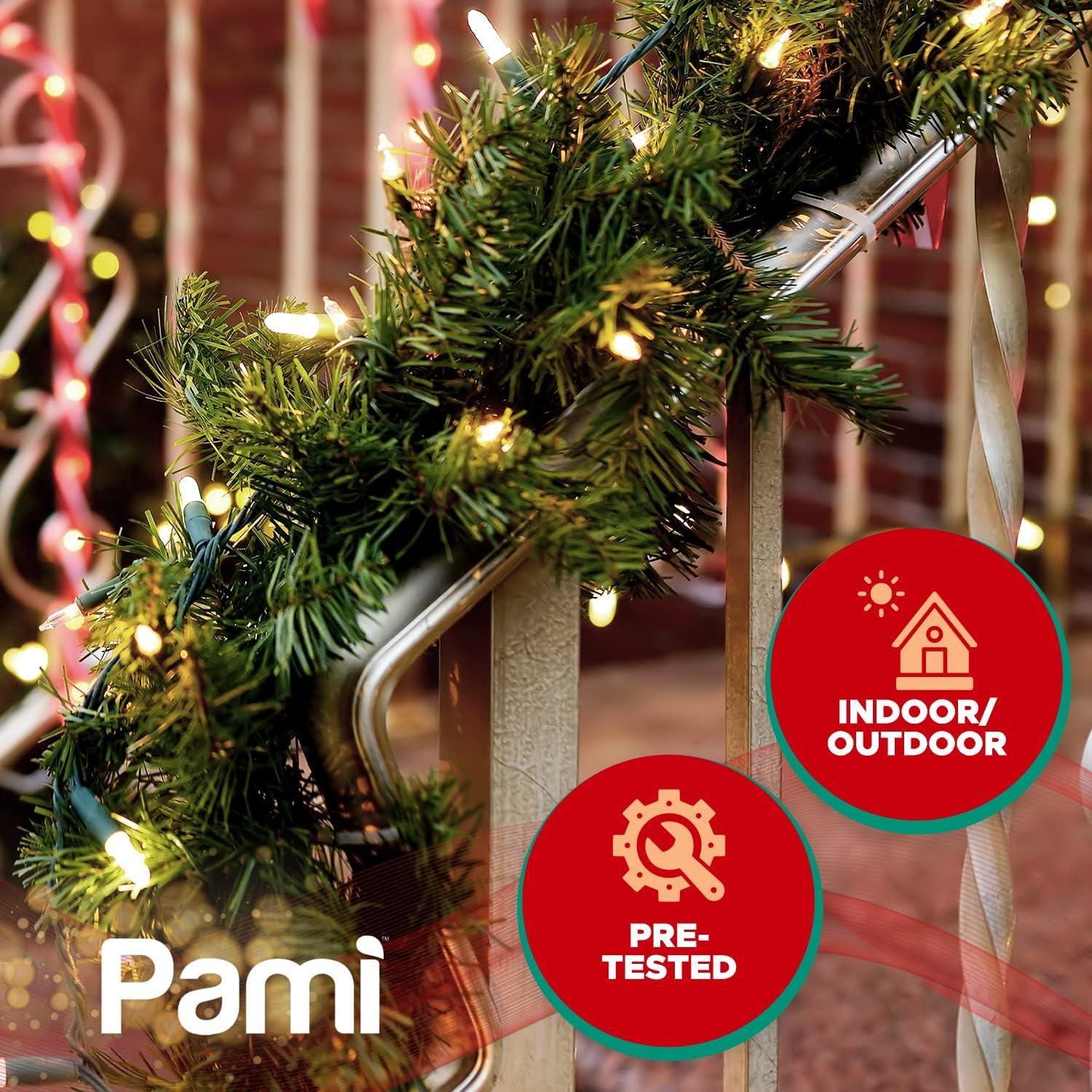 imagePAMI White Christmas Tree Lights with Green Wire 100 Light Set Clear Christmas String Lights for Indoors amp Outdoors Plugin Xmas Lights for Holiday Decor Wedding Diwali Halloween Parties