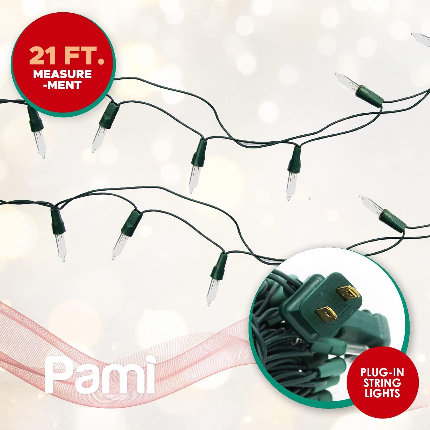 imagePAMI White Christmas Tree Lights with Green Wire 100 Light Set Clear Christmas String Lights for Indoors amp Outdoors Plugin Xmas Lights for Holiday Decor Wedding Diwali Halloween Parties