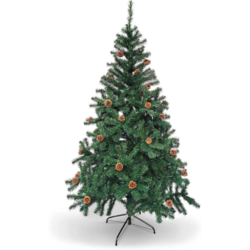 imagePAMI Artificial Christmas Tree with Pine Cones 6ft Douglas Fir Tree with 802 Tips Green Christmas Tree with Metal Stand EasyAssembly FoldUp Realistic Xmas Tree for Holiday Home Dcor
