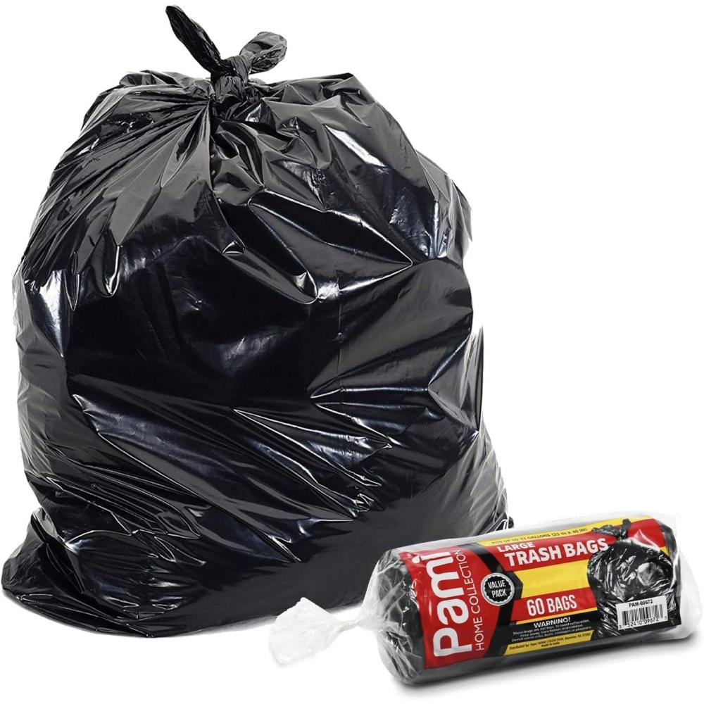 imagePAMI Large 33Gallon ScentFree Trash Bags 60Pack Black