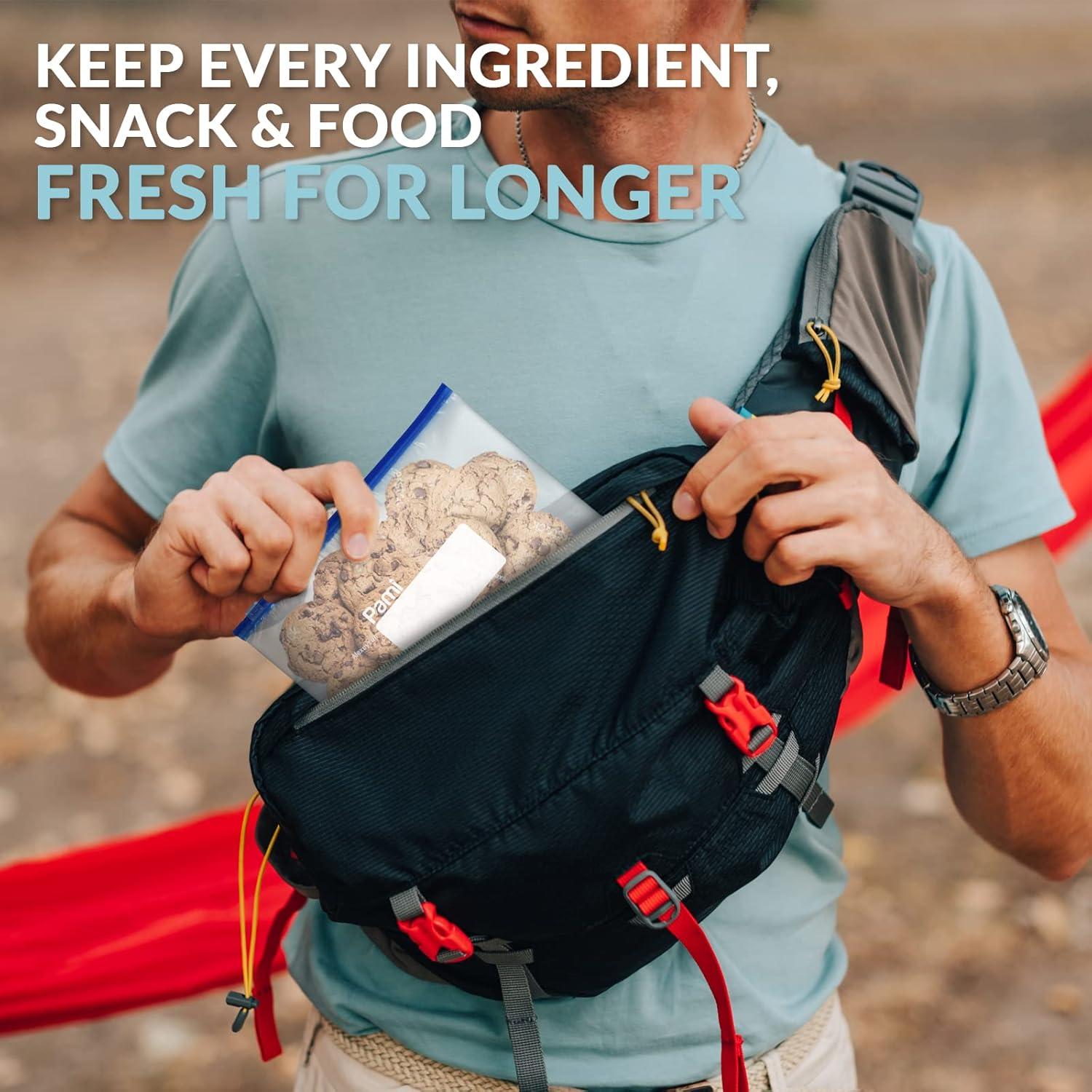 imagePAMI Slider Gallon Freezer Bags 40 Pack Leakproof FreshnessLock FoodSafe Storage with Expandable Bottom