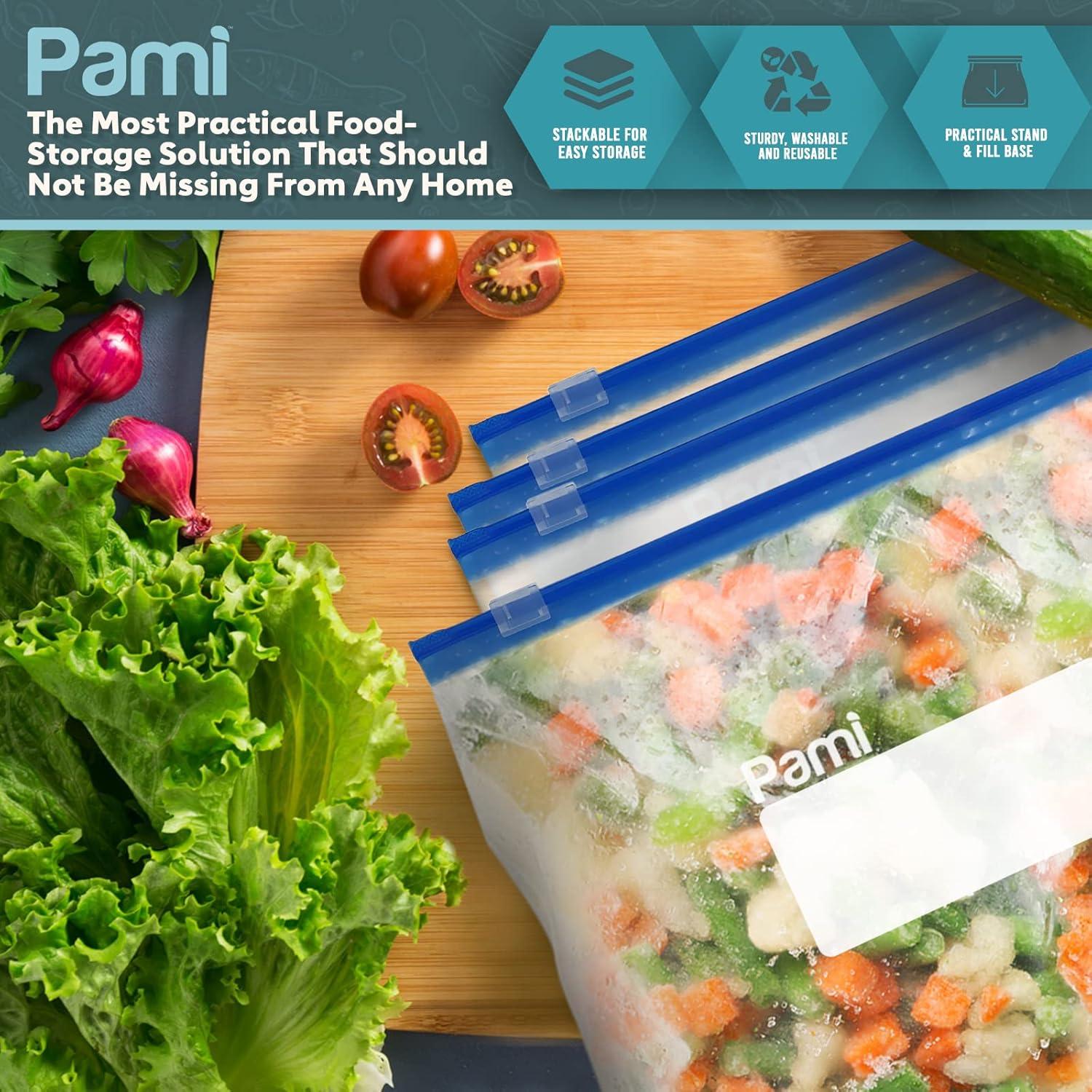 imagePAMI Slider Gallon Freezer Bags 40 Pack Leakproof FreshnessLock FoodSafe Storage with Expandable Bottom